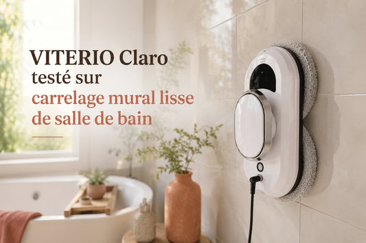 Robot lave-vitre sur carrelage mural et paroi de douche  efficacité réelle